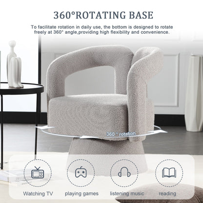HOMEFUN Fauteuils d'appoint Boucle à dossier incurvé pivotant à 360 degrés, recouvert de tissu