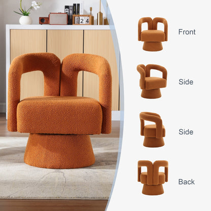 HOMEFUN Fauteuils d'appoint Boucle à dossier incurvé pivotant à 360 degrés, recouvert de tissu