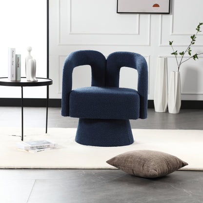 HOMEFUN Fauteuils d'appoint Boucle à dossier incurvé pivotant à 360 degrés, recouvert de tissu