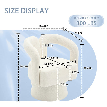 HOMEFUN Fauteuils d'appoint Boucle à dossier incurvé pivotant à 360 degrés, recouvert de tissu
