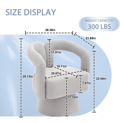 HOMEFUN Fauteuils d'appoint Boucle à dossier incurvé pivotant à 360 degrés, recouvert de tissu