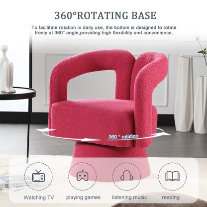 HOMEFUN Fauteuils d'appoint Boucle à dossier incurvé pivotant à 360 degrés, recouvert de tissu