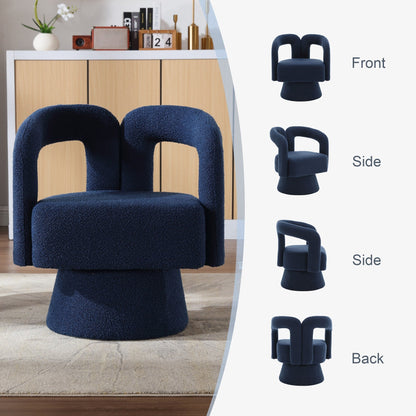 HOMEFUN Fauteuils d'appoint Boucle à dossier incurvé pivotant à 360 degrés, recouvert de tissu