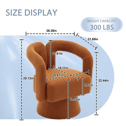 HOMEFUN Fauteuils d'appoint Boucle à dossier incurvé pivotant à 360 degrés, recouvert de tissu