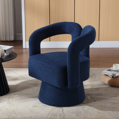 HOMEFUN Fauteuils d'appoint Boucle à dossier incurvé pivotant à 360 degrés, recouvert de tissu