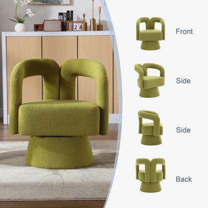 HOMEFUN Fauteuils d'appoint Boucle à dossier incurvé pivotant à 360 degrés, recouvert de tissu