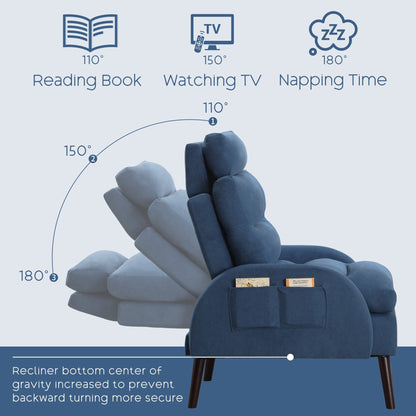 HOMYKA Fauteuil d'appoint avec dossier réglable et rangement intégré dans le repose-pieds
