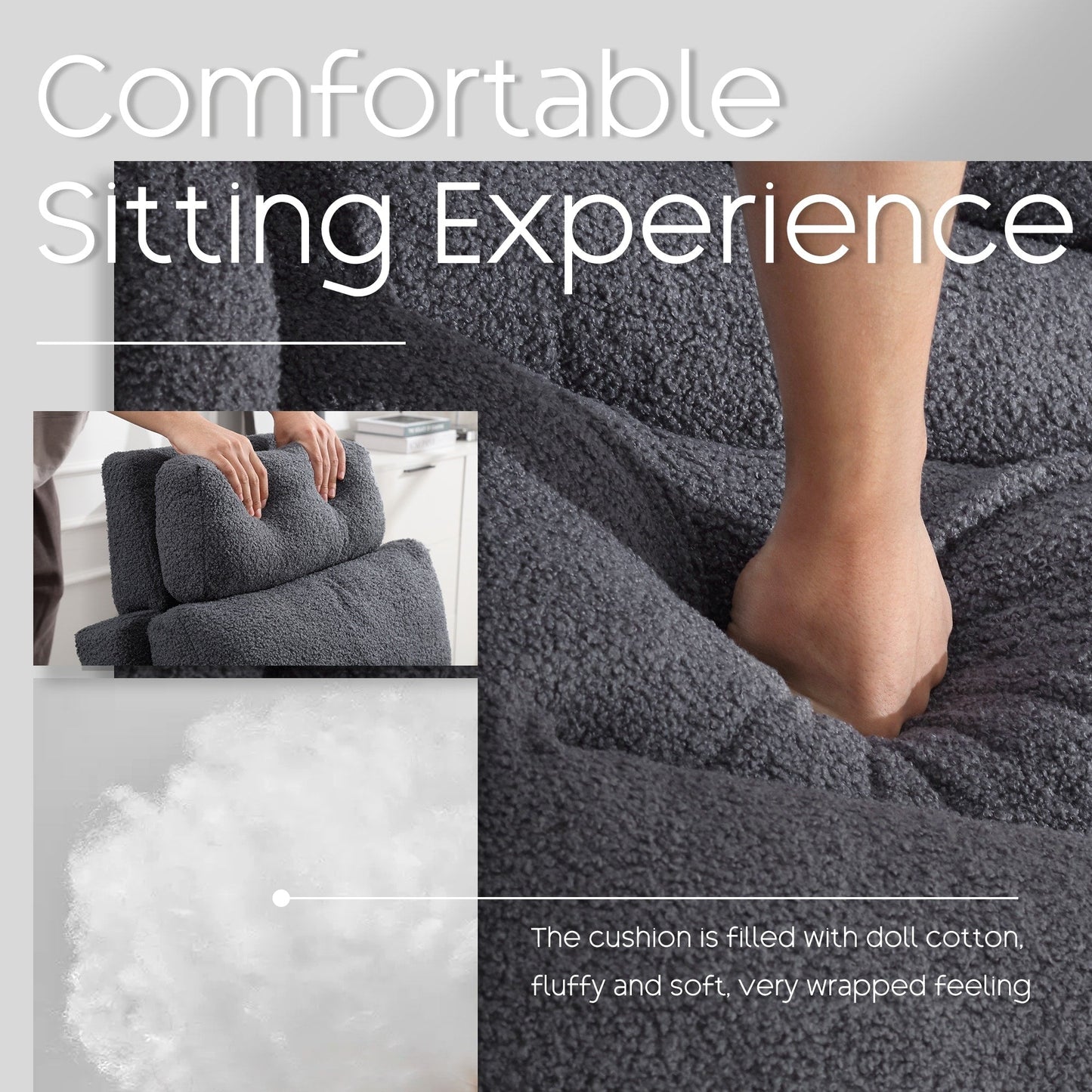 HOMYKA Fauteuil d'appoint avec dossier réglable et rangement intégré dans le repose-pieds