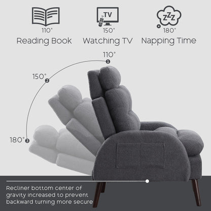 HOMYKA Fauteuil d'appoint avec dossier réglable et rangement intégré dans le repose-pieds