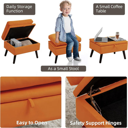 HOMYKA Fauteuil d'appoint avec dossier réglable et rangement intégré dans le repose-pieds