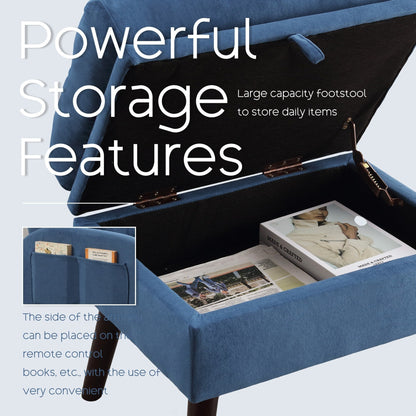 HOMYKA Fauteuil d'appoint avec dossier réglable et rangement intégré dans le repose-pieds