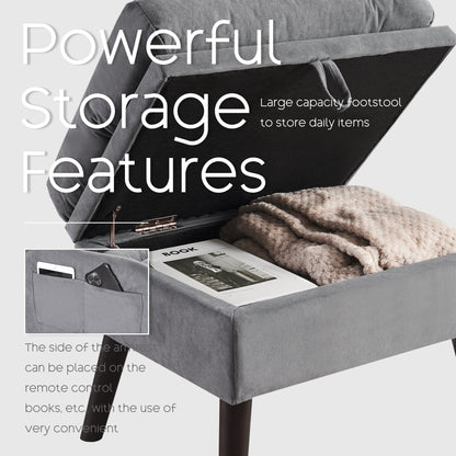 HOMYKA Fauteuil d'appoint avec dossier réglable et rangement intégré dans le repose-pieds