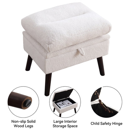 HOMYKA Fauteuil d'appoint avec dossier réglable et rangement intégré dans le repose-pieds