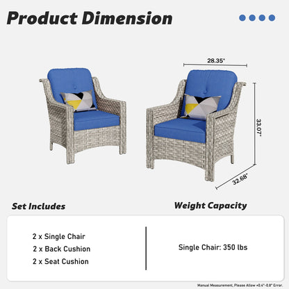 HOOOWOOO Ensemble de 2 chaises de jardin en rotin à dossier haut pour extérieur