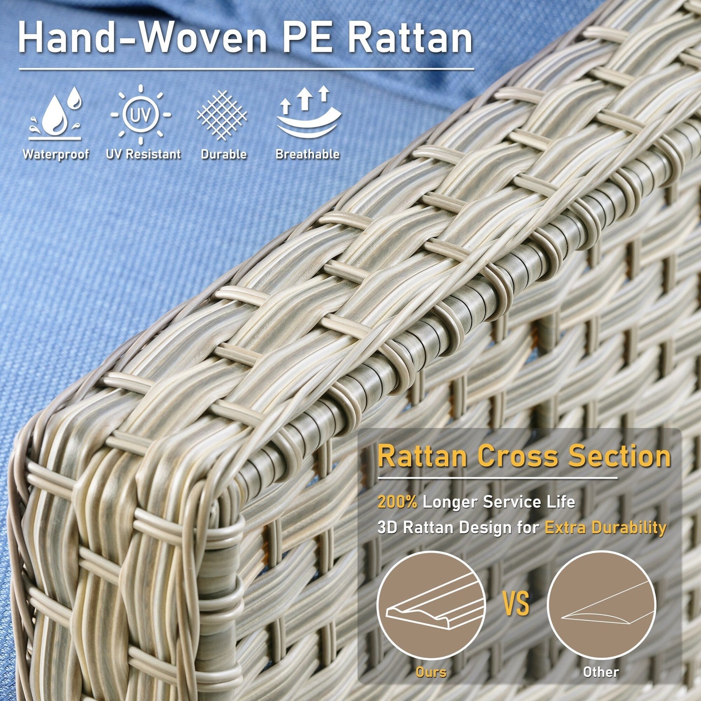 HOOOWOOO Ensemble de 2 chaises de jardin en rotin à dossier haut pour extérieur