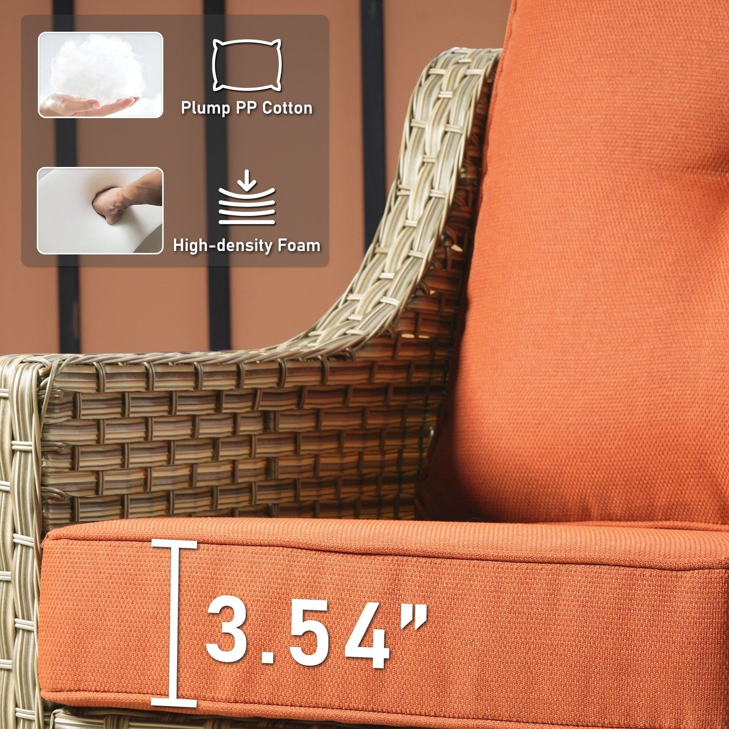 HOOOWOOO Ensemble de 2 chaises de jardin en rotin à dossier haut pour extérieur