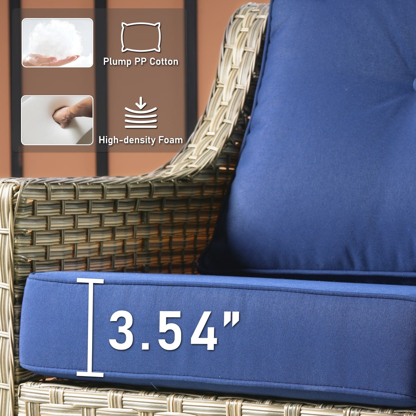 HOOOWOOO Ensemble de 2 chaises de jardin en rotin à dossier haut pour extérieur