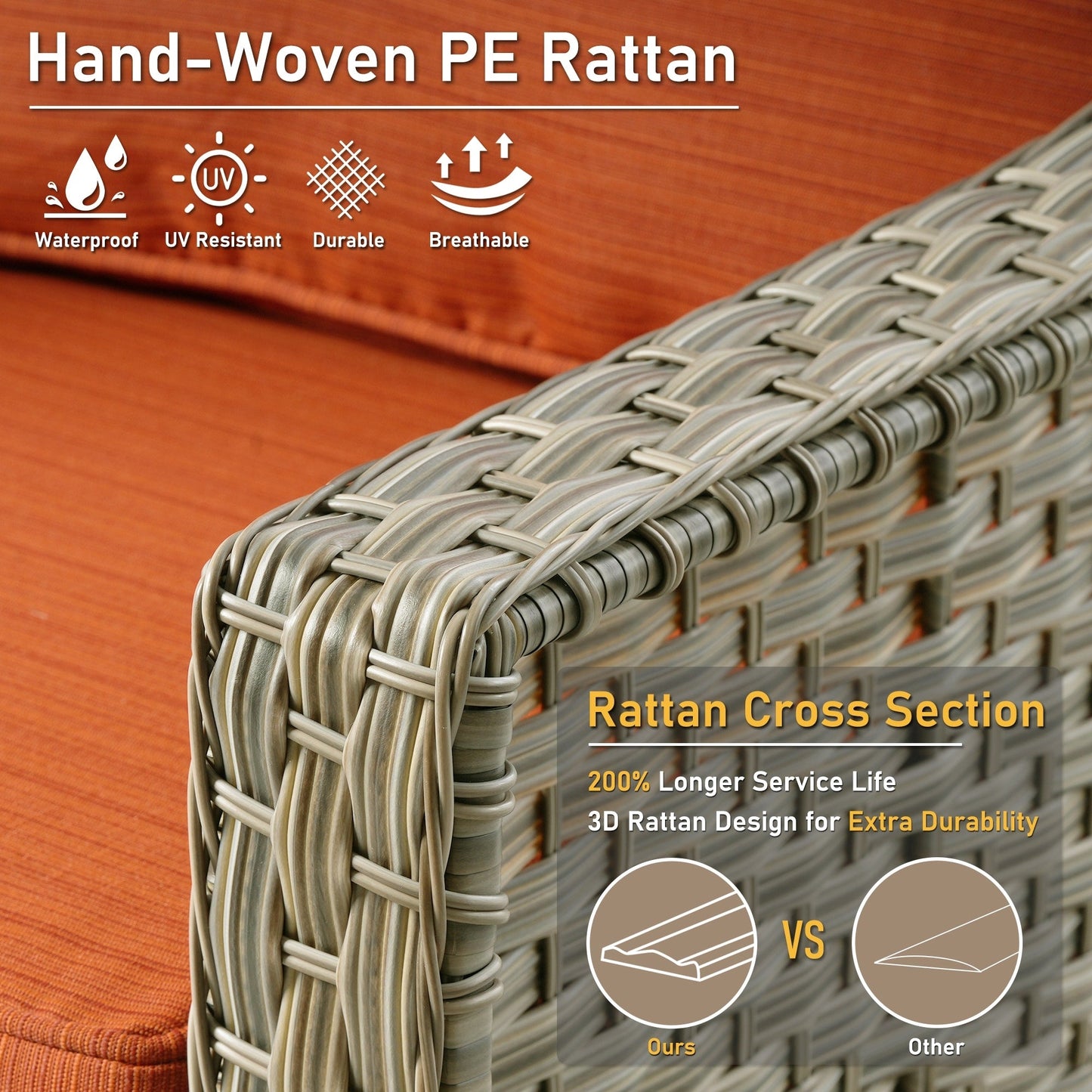 HOOOWOOO Ensemble de 2 chaises de jardin en rotin à dossier haut pour extérieur