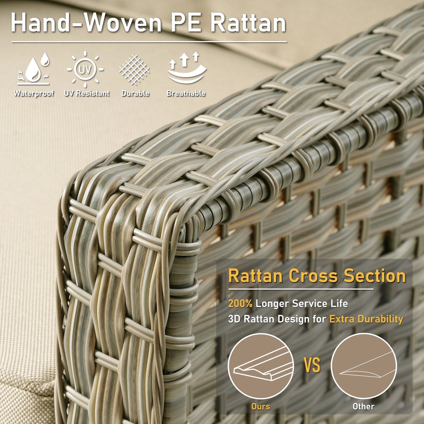 HOOOWOOO Ensemble de 2 chaises de jardin en rotin à dossier haut pour extérieur