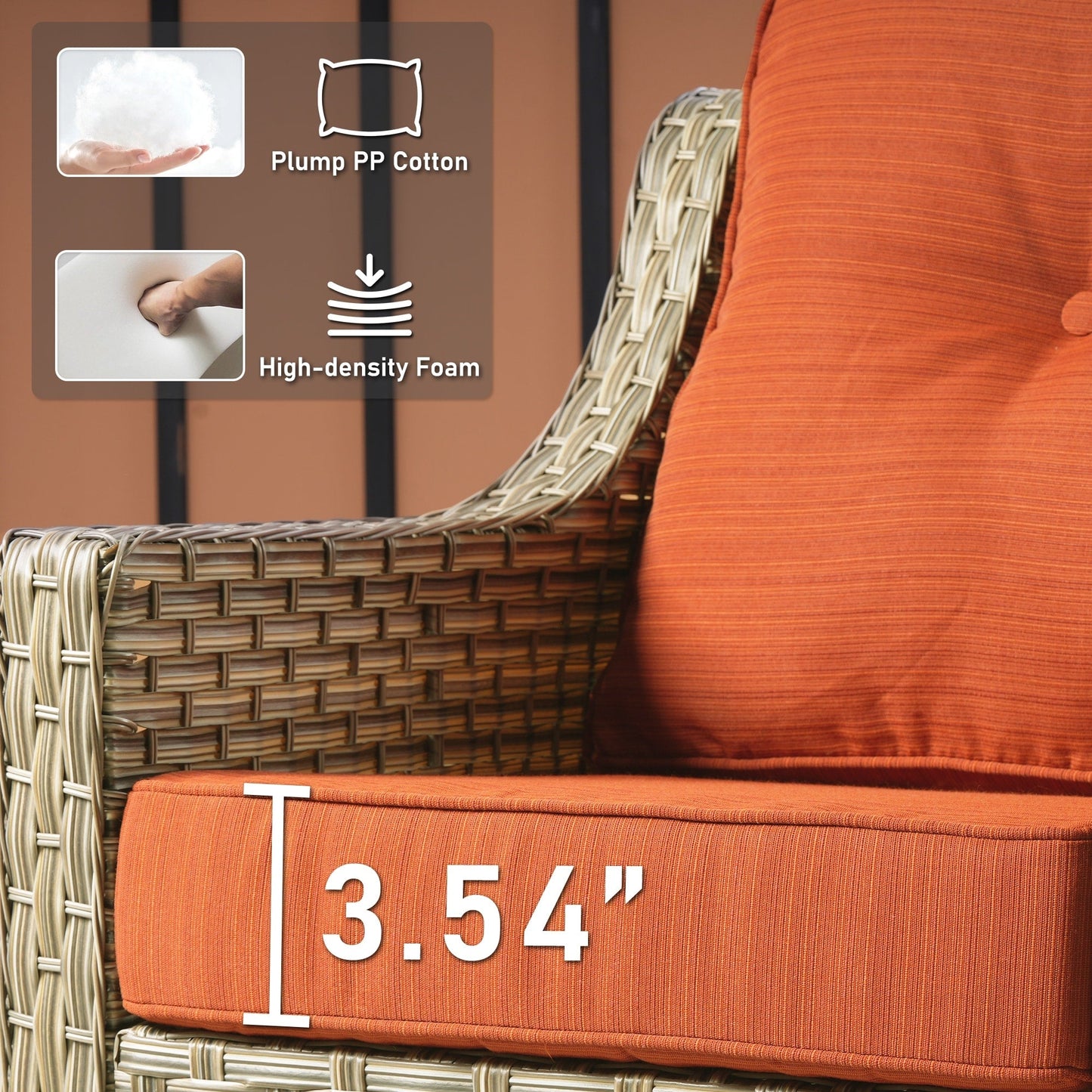 HOOOWOOO Ensemble de 2 chaises de jardin en rotin à dossier haut pour extérieur