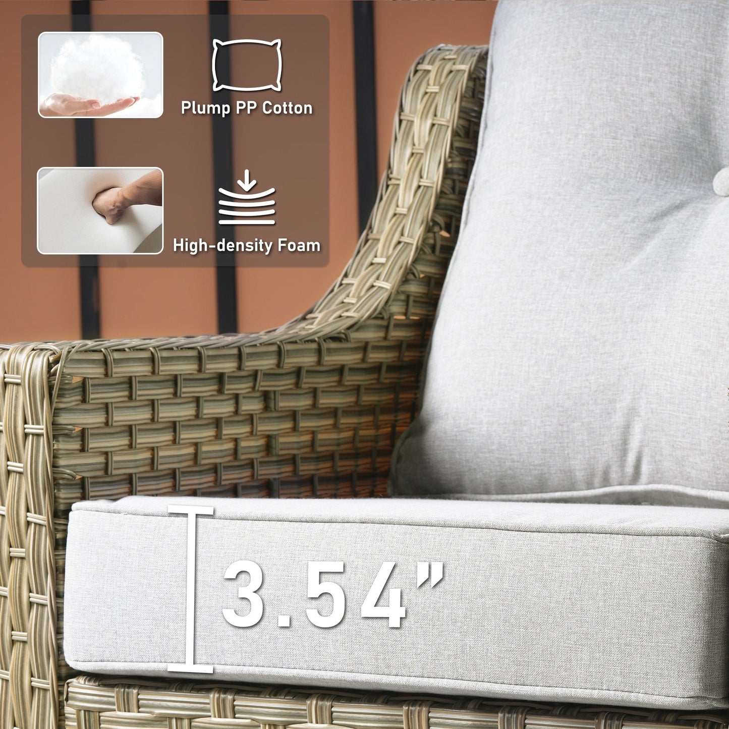 HOOOWOOO Ensemble de 2 chaises de jardin en rotin à dossier haut pour extérieur