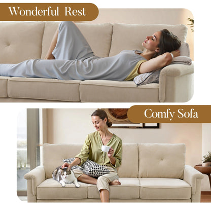 Canapé 3 places HOOOWOOO Mid-Century, recouvert de tissu, avec pieds en bois pour salon