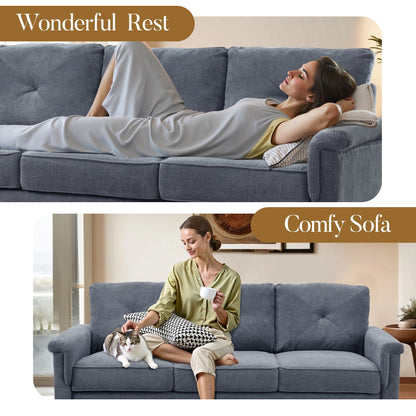 Canapé 3 places HOOOWOOO Mid-Century, recouvert de tissu, avec pieds en bois pour salon