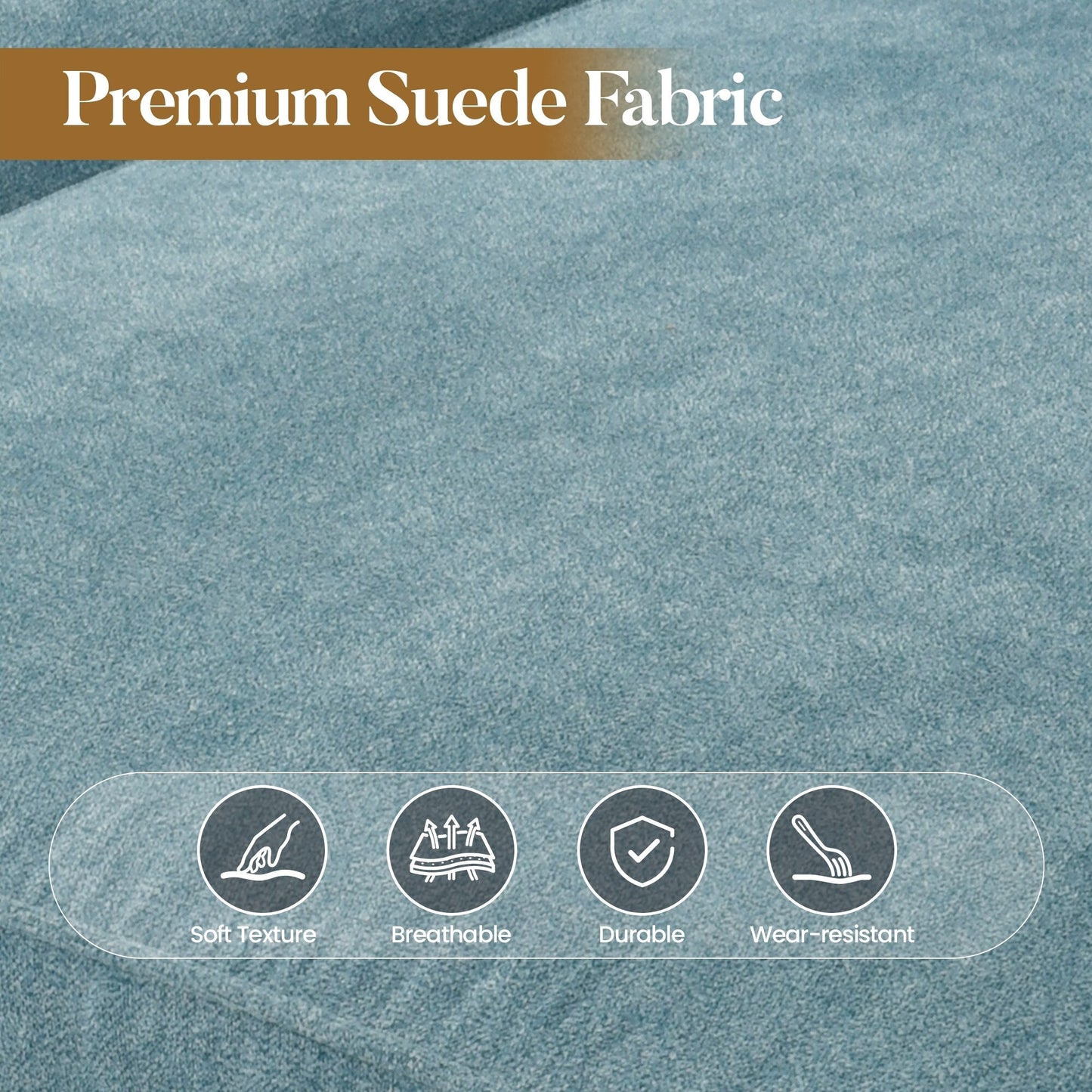 Canapé 3 places HOOOWOOO Mid-Century, recouvert de tissu, avec pieds en bois pour salon