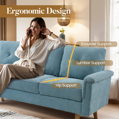 Canapé 3 places HOOOWOOO Mid-Century, recouvert de tissu, avec pieds en bois pour salon