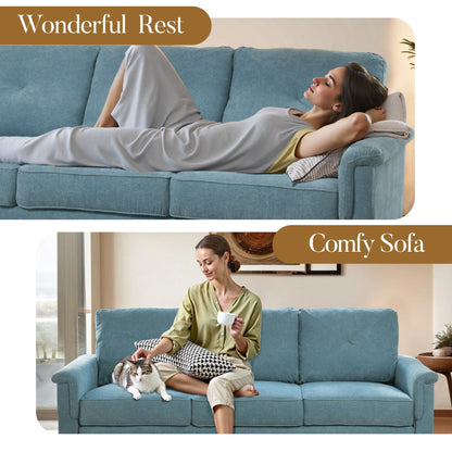 Canapé 3 places HOOOWOOO Mid-Century, recouvert de tissu, avec pieds en bois pour salon