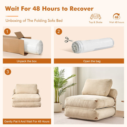 Canapé-lit pliable HOOOWOOO en tissu velours côtelé moderne