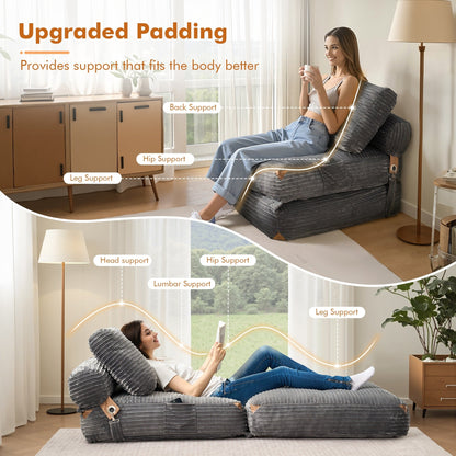 Canapé-lit pliable HOOOWOOO en tissu velours côtelé moderne