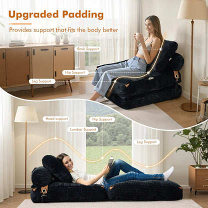 Canapé-lit pliable HOOOWOOO en tissu velours côtelé moderne