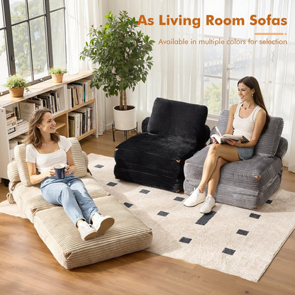 Canapé-lit pliable HOOOWOOO en tissu velours côtelé moderne