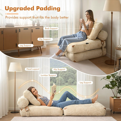 Canapé-lit pliable HOOOWOOO en tissu velours côtelé moderne