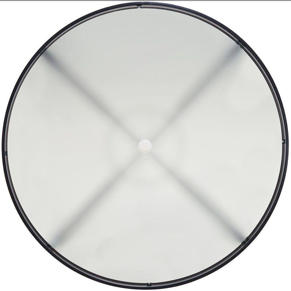 Ensemble de salle à manger Hanover Lavallette 5 pièces en bleu océan avec 4 chaises fixes, table ronde en verre de 52 pouces, parasol et socle.