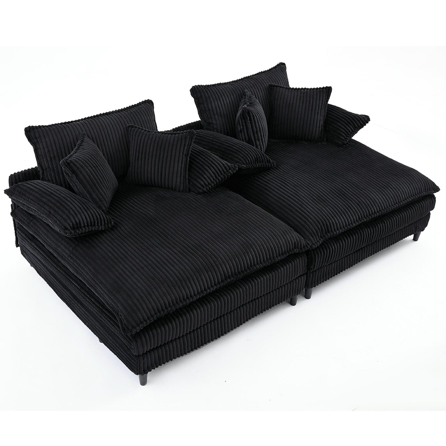 Canapé-lit en velours côtelé surdimensionné Harmonia 109 W, chaise longue double avec assise profonde et 4 coussins