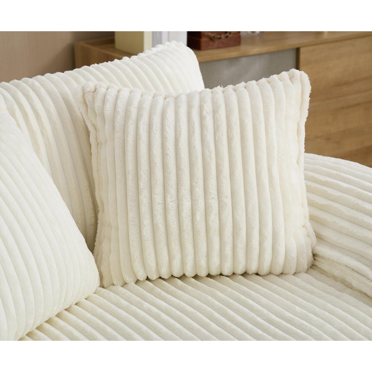 Canapé-lit en velours côtelé surdimensionné Harmonia 109 W, chaise longue double avec assise profonde et 4 coussins