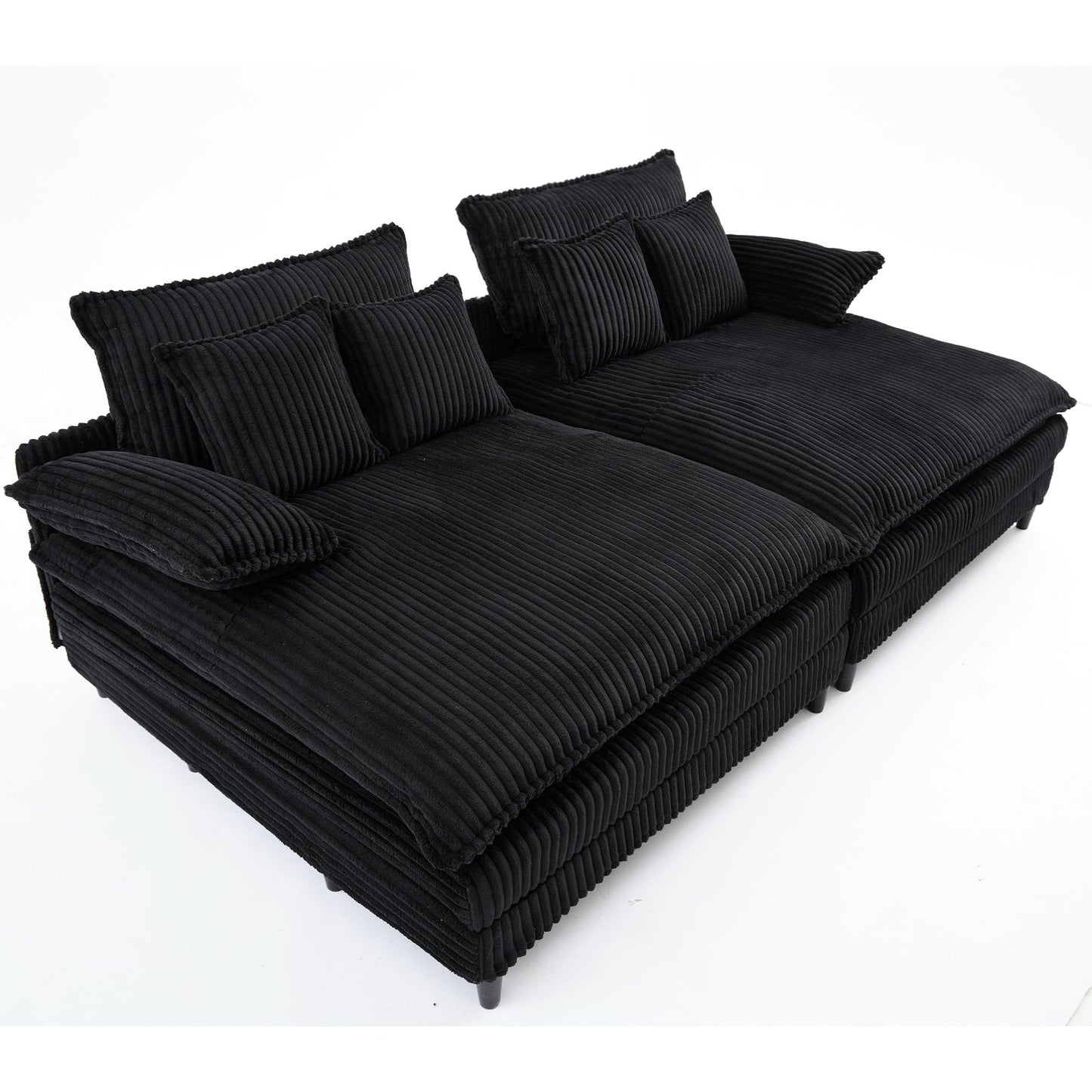 Canapé-lit en velours côtelé surdimensionné Harmonia 109 W, chaise longue double avec assise profonde et 4 coussins