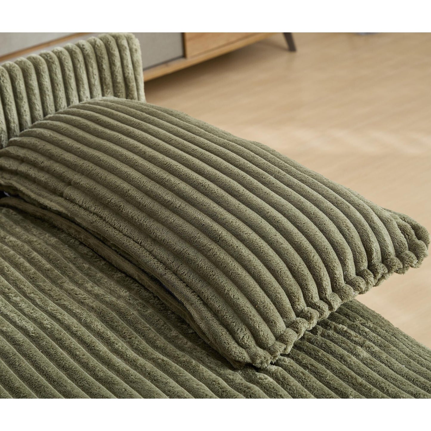 Canapé-lit en velours côtelé surdimensionné Harmonia 109 W, chaise longue double avec assise profonde et 4 coussins