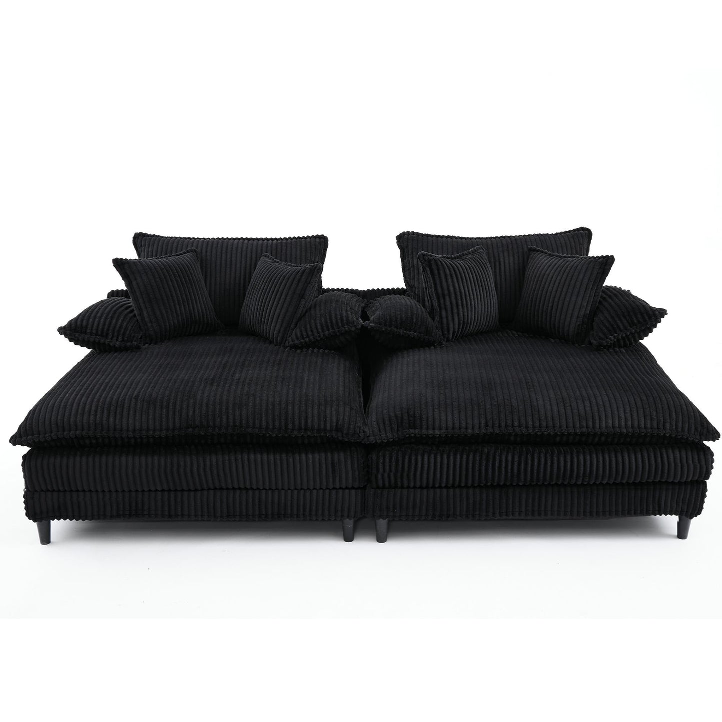 Canapé-lit en velours côtelé surdimensionné Harmonia 109 W, chaise longue double avec assise profonde et 4 coussins