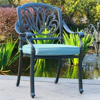 Ensemble de salle à manger Manasquan en aluminium gris anthracite, 13 pièces, de Havenside Home