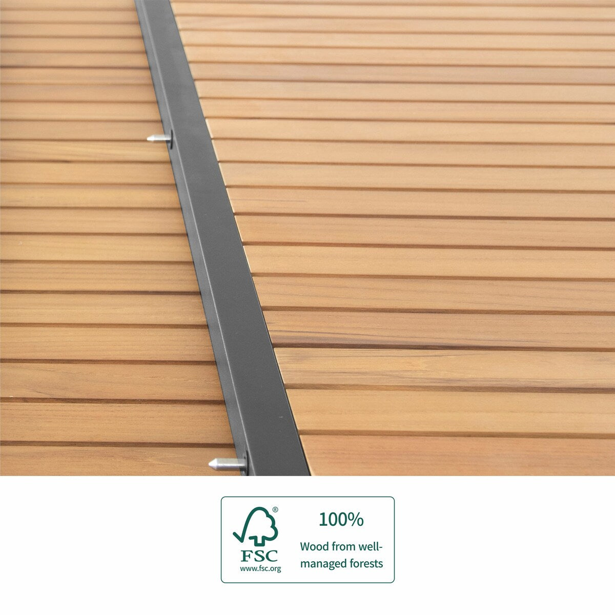 Heck Ensemble de repas d'extérieur 13 pièces en teck FSC et aluminium pour 12 personnes, table extensible et chaises empilables, noir anthracite.