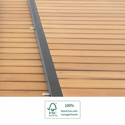 Heck Ensemble de repas d'extérieur 13 pièces en teck FSC et aluminium pour 12 personnes, table extensible et chaises empilables, noir anthracite.