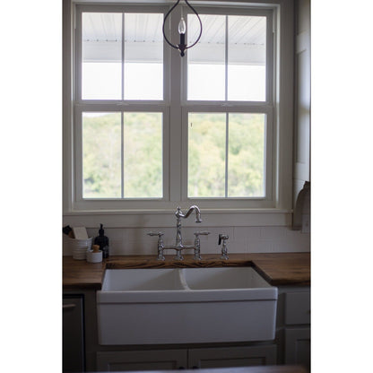 Heritage Bridge Kitchen Faucet with Brass Sprayer