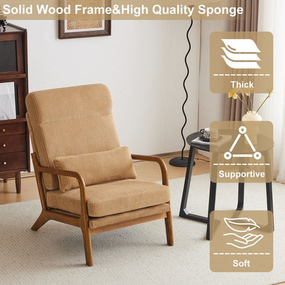 High Back Solid Wood Armrest Backrest Leisure Chair Accent Chair