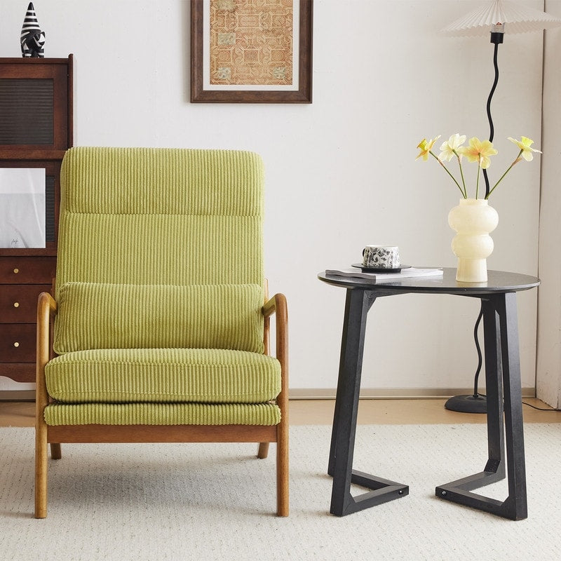 High Back Solid Wood Armrest Backrest Leisure Chair Accent Chair