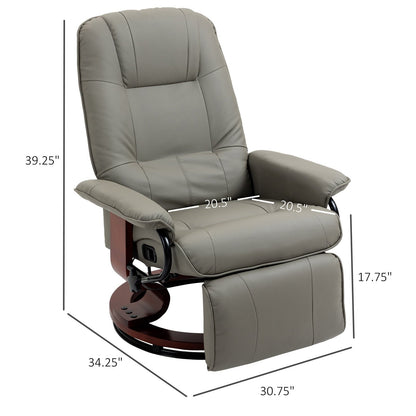 Fauteuil inclinable pivotant à base manuelle réglable en simili cuir avec repose-pieds confortable et relaxant de HomCom