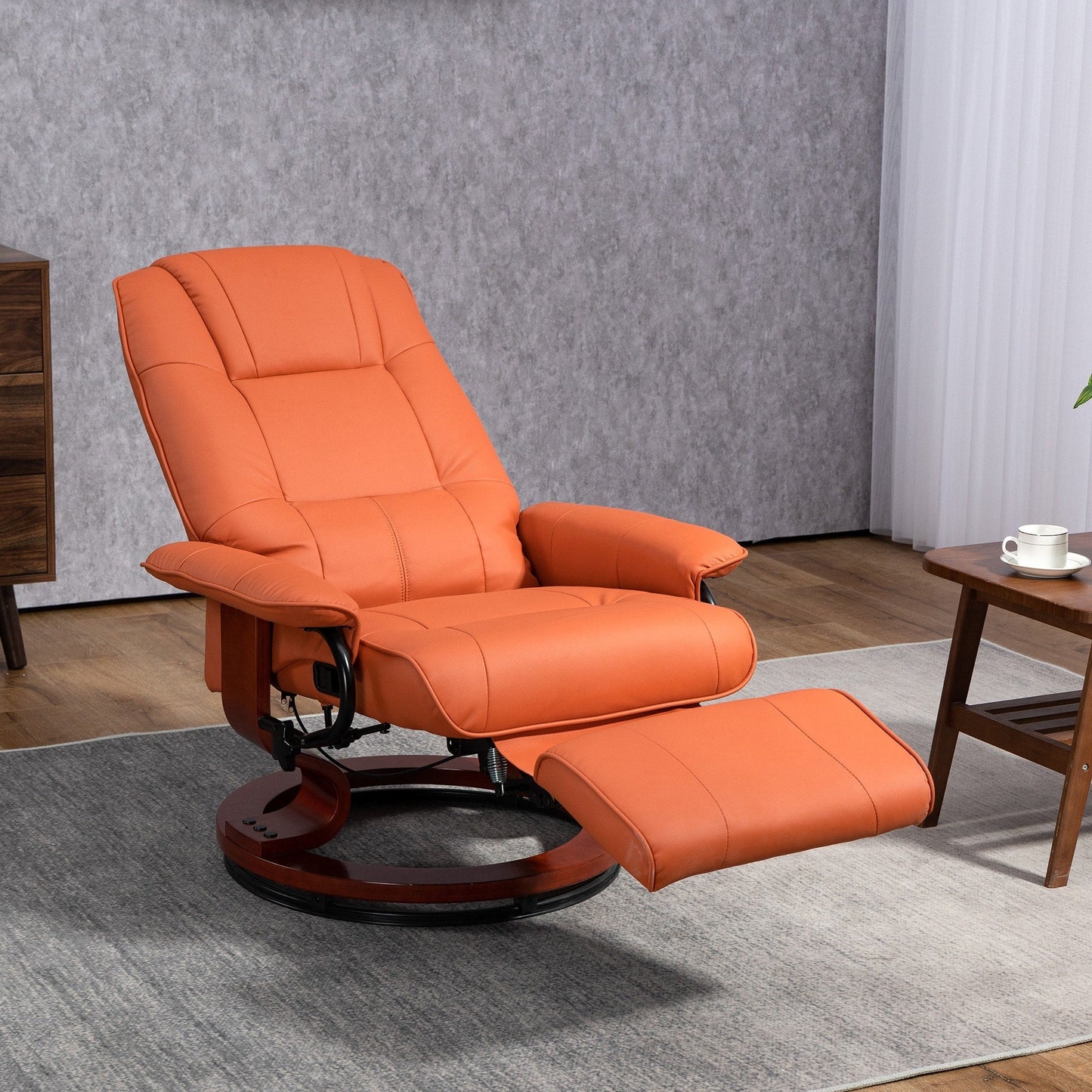 Fauteuil inclinable pivotant à base manuelle réglable en simili cuir avec repose-pieds confortable et relaxant de HomCom