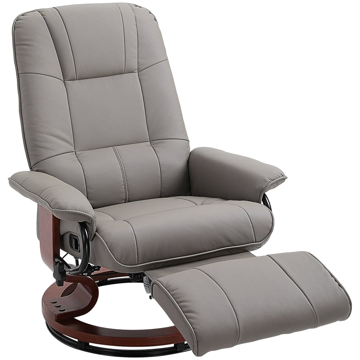 Fauteuil inclinable pivotant à base manuelle réglable en simili cuir avec repose-pieds confortable et relaxant de HomCom